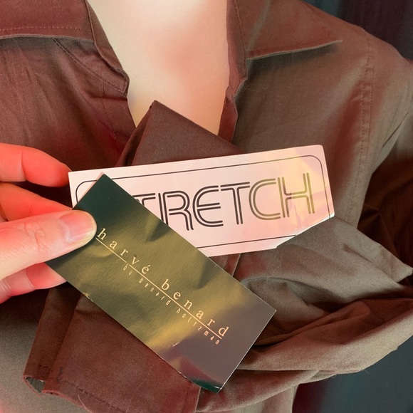 Harve Benard brown 3/4 sleeve button down size L - Picture 5 of 7